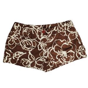 Y2K XOXO floral cuffed chino dressy brown shorts 13/14